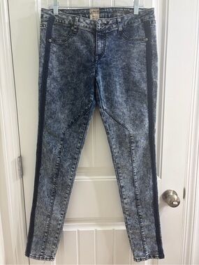 Liberated by Volcom Pistol Leg Jeans Acid Wash Tuxedo Stripe Sz 11 Indie Moto